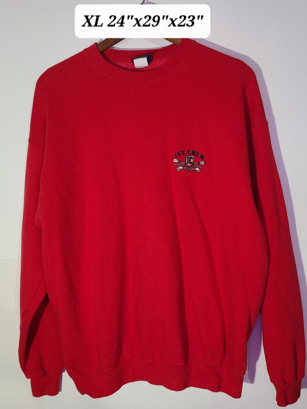 Vintage 90s Ivy Crew Men's Red XL Sweatshirt Made in USA VGUC